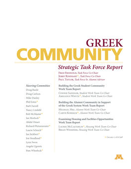 GREEK Strategic Task Force Report