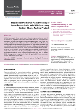 Traditional Medicinal Plant Diversity of Penusilanarasimha Wild Life