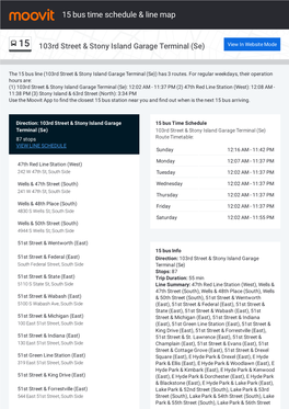 15 Bus Time Schedule & Line Route