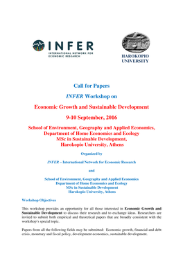 INFER Workshop on Sustainable Development and Economic Growth