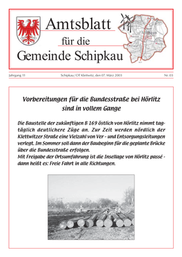 Amtsblatt Für Die Gemeinde Schipkau 03/03 1