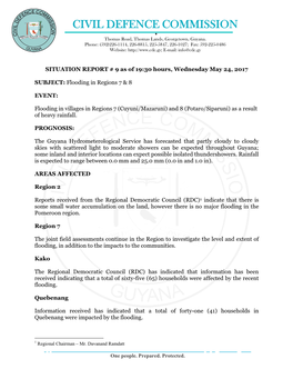 CIVIL DEFENCE COMMISSION  Thomas Road, Thomas Lands, Georgetown, Guyana