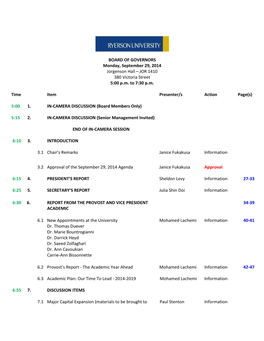 Board of Governors Meeting Materials September 29 2014