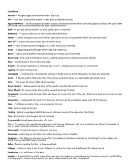 GLOSSARY Abeam — at Right Angles to the Centerline of the Hulls. Aft — in Or Near Or Toward the Stern