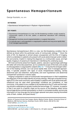 Spontaneous Hemoperitoneum