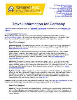 Travel Information for Germany