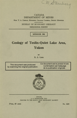 Geology of Teslin-Quiet Lake Area, Yukon