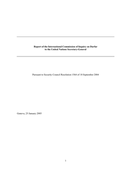 International Commission of Inquiry on Darfur to the United Nations Secretary-General