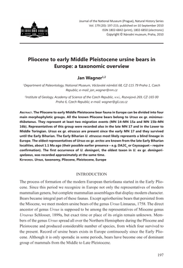 Pliocene to Early Middle Pleistocene Ursine Bears in Europe: a Taxonomic Overview