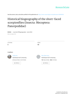 Historical Biogeography of the Short-Faced Scorpionflies (Insecta: Mecoptera: Panorpodidae)