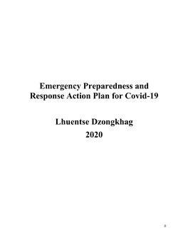 Emergency Preparedness and Response Action Plan for Covid-19