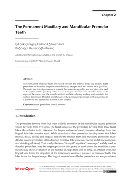 The Permanent Maxillary and Mandibular Premolar Teeth 39