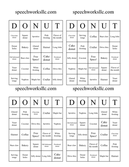 Page 1 Speechworksllc.Com D O N U T Glazed Donut Pink