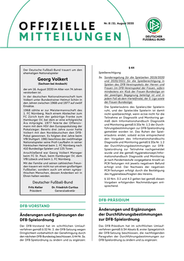 Georg Volkert Und 2020/2021 Für Die Spielberechtigung in (Sachsen Bei Ansbach) ­Spielen Des DFB-Vereinspokals Der Herren Und Der Am 16