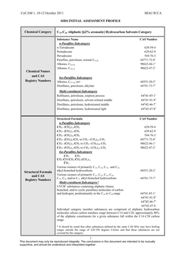 SIAP 14-20 Aliphatics Less Than 2% Aromatics Category