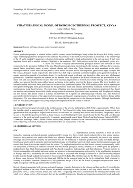 STRATIGRAPHICAL MODEL of KOROSI GEOTHERMAL PROSPECT, KENYA Lucy Muthoni Njue