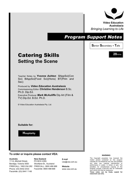 Catering Skills 28Mins Setting the Scene