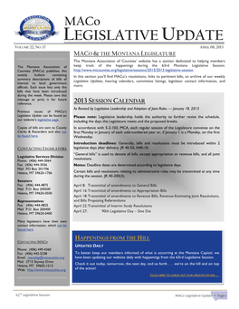 Maco LEGISLATIVE UPDATE VOLUME 22, NO