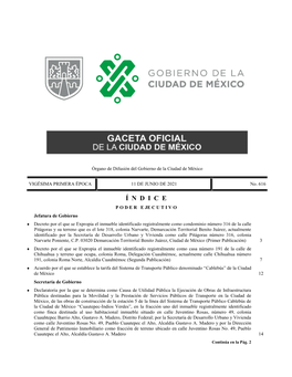 GACETA OFICIAL DE LA CIUDAD DE MÉXICO 11 De Junio De 2021