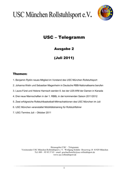 USC München Rollstuhlsport E.V. Ein Mobilitätstraining Für Rollstuhlfahrer