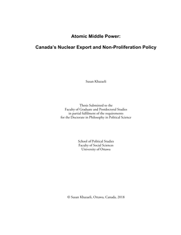 Canada's Nuclear Export and Non-Proliferation Policy