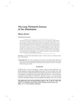 The Long Thirteenth Century of the Chachnama