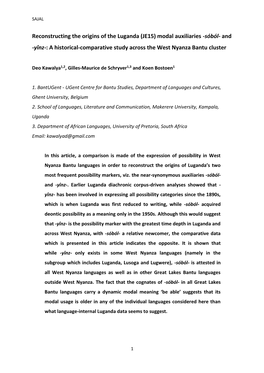 Reconstructing the Origins of the Luganda (JE15) Modal Auxiliaries -Sóból- and -Yînz-: a Historical-Comparative Study Across the West Nyanza Bantu Cluster