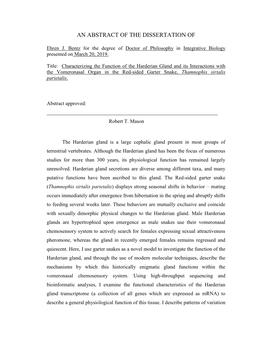 Characterizing the Function of the Harderian Gland and Its Interactions with the Vomeronasal Organ in the Red-Sided Garter Snake, Thamnophis Sirtalis Parietalis