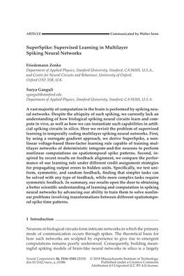 Superspike: Supervised Learning in Multilayer Spiking Neural Networks