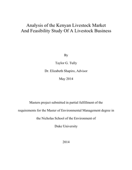 Analysis of the Kenyan Livestock Market and Feasibility Study of a Livestock Business