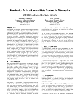 Bandwidth Estimation and Rate Control in Bitvampire