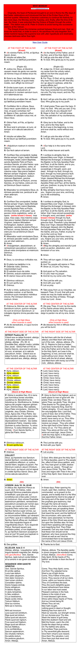 New User Guide WHIT MONDAY Originally, the Feast of Pentecost