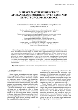 Surface Water Resources of Afghanistan's Northern