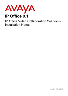 IP Office Video Collaboration Solution - Installation Notes