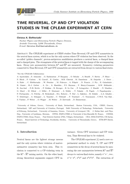 Time Reversal, Cp and Cpt Violation Studies in the Cplear Experiment at Cern