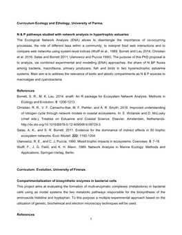 1 Curriculum Ecology and Ethology, University of Parma. N & P