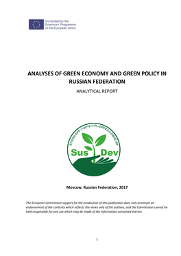 Analyses of Green Economy and Green Policy in Russian Federation Analytical Report