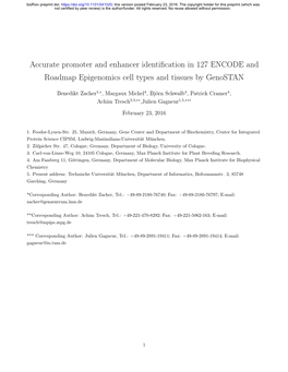 Accurate Promoter and Enhancer Identification in 127 ENCODE and Roadmap Epigenomics Cell Types and Tissues by Genostan