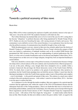 Towards a Political Economy of Fake News