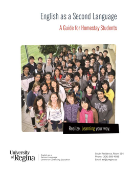 UNIVERSITY of REGINA ESL HOMESTAY STUDENT GUIDE Updated Spring 2017