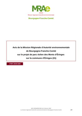 Avis De La Mission Régionale D'autorité Environnementale De