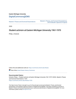 Student Activism at Eastern Michigan University 1961-1970