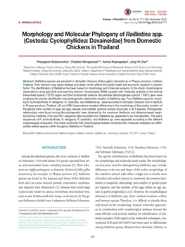 Morphology and Molecular Phylogeny of Raillietina Spp.(Cestoda