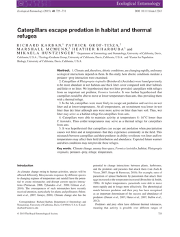 Caterpillars Escape Predation in Habitat and Thermal Refuges