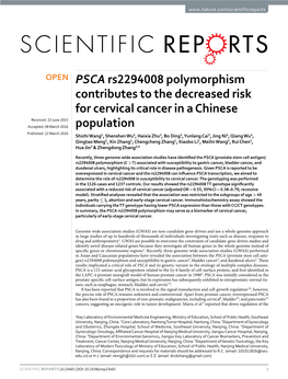 PSCA Rs2294008 Polymorphism Contributes to the Decreased Risk For