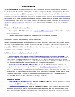 2G SPECTRUM SCAM the 2G Spectrum Scam in India Involved The