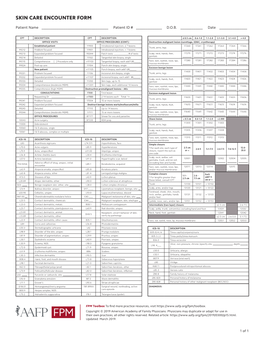 Skin Care Encounter Form