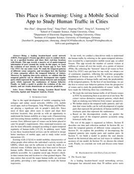 This Place Is Swarming: Using a Mobile Social App to Study Human Trafﬁc in Cities