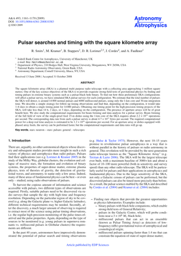 Pulsar Searches and Timing with the Square Kilometre Array