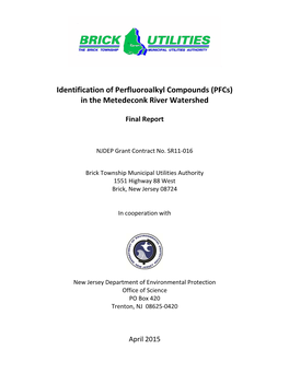 (Pfcs) in the Metedeconk River Watershed